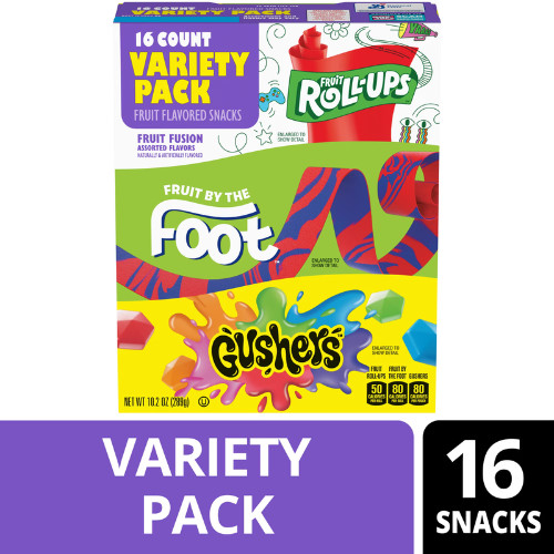 Fruit Roll-Ups, Fruit by the Foot, Gushers Gluten Free Fruit Flavored Snacks 16c