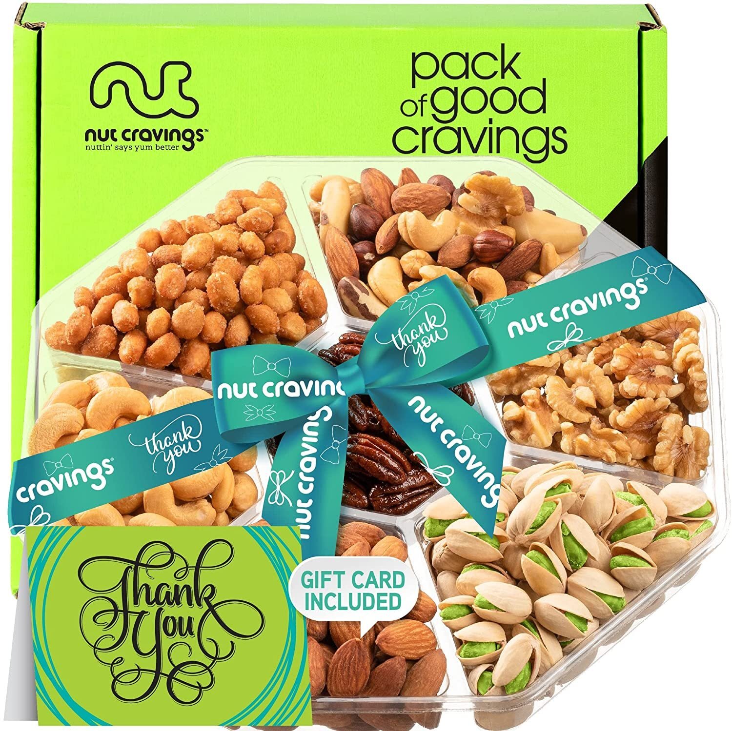 Thank You Gift Basket, Gourmet Nuts Arrangement Platter (7 Assortments)…