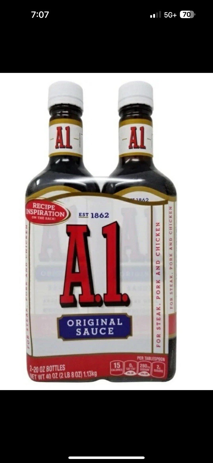 A1 Original Sauce for Steak, Pork, and Chicken 4 Bottles, 20 oz Each