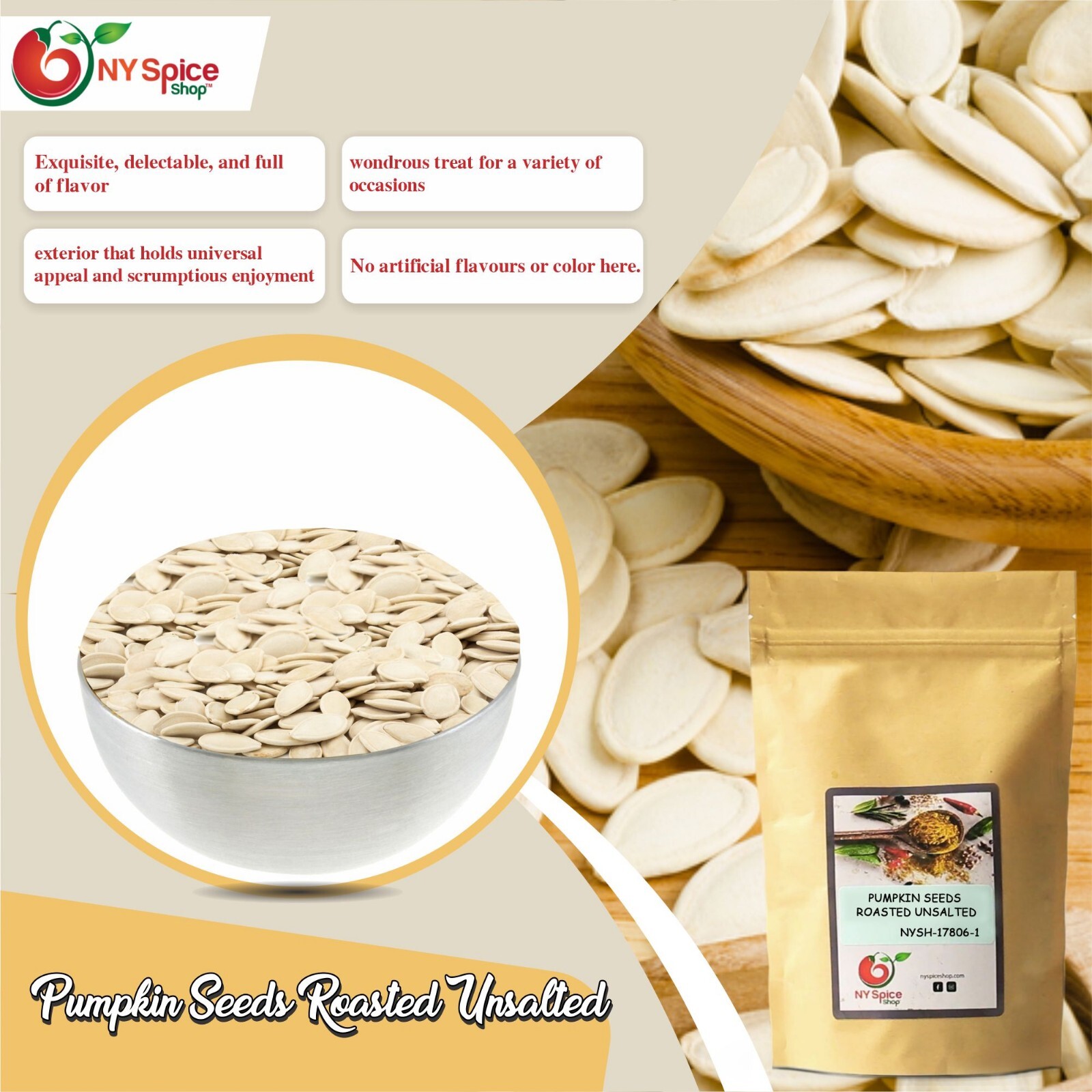 Pumpkin Seeds Roasted & Unsalted in Shell Premium Quality Weight 4oz-5lb