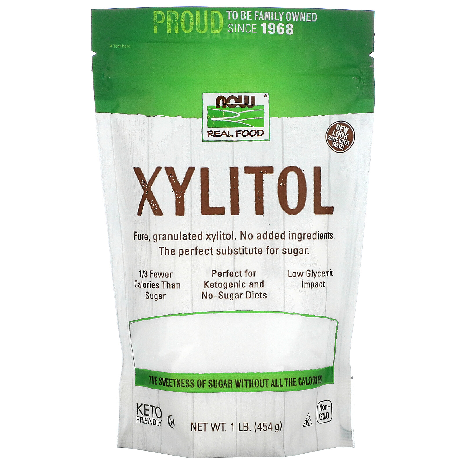 Now Foods Real Food Xylitol 1 lb 454 g Kosher, Vegan, Vegetarian