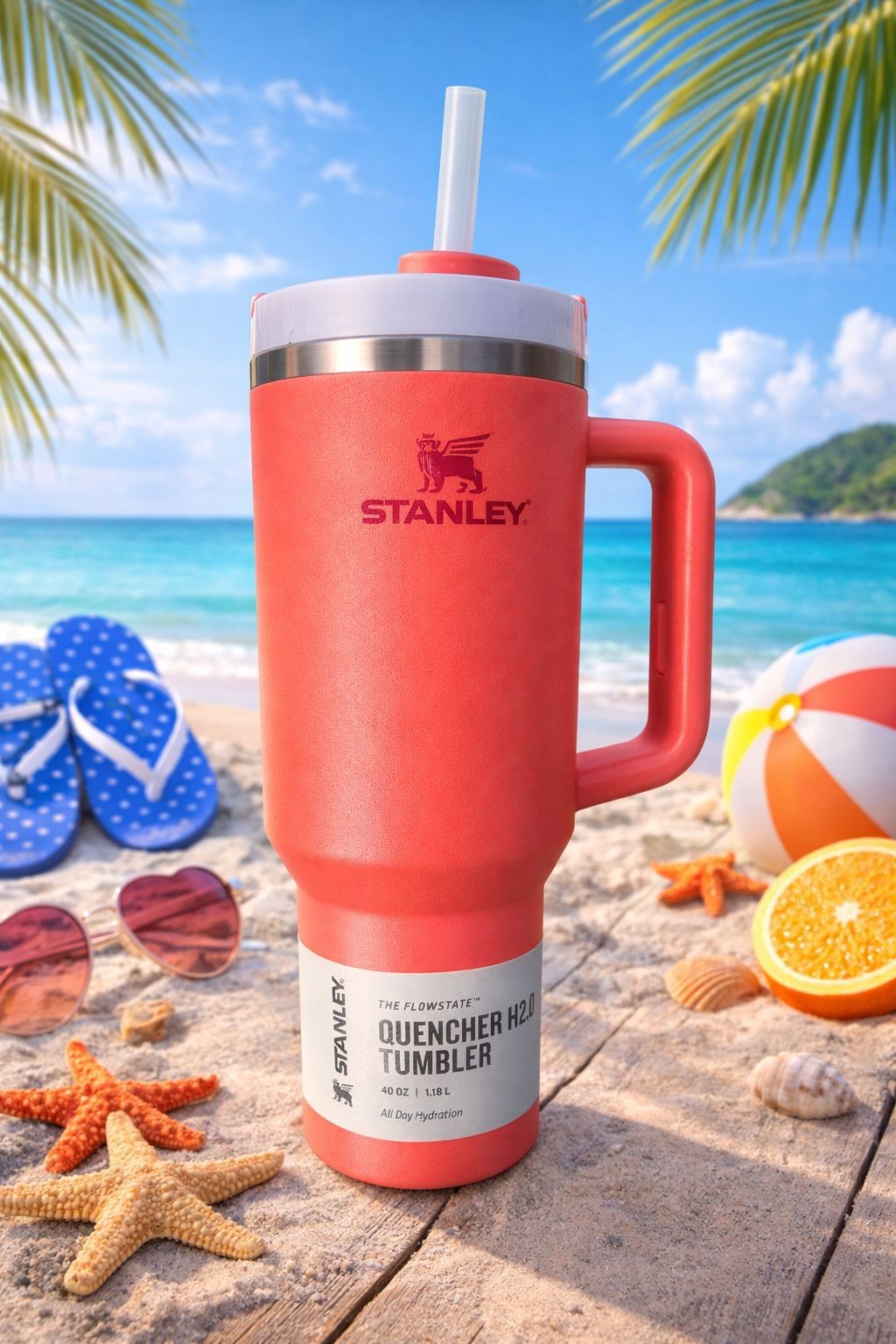 Stanley Quencher H2.0 FlowState 40 oz Tumbler Hot Coral – New FAST SALE