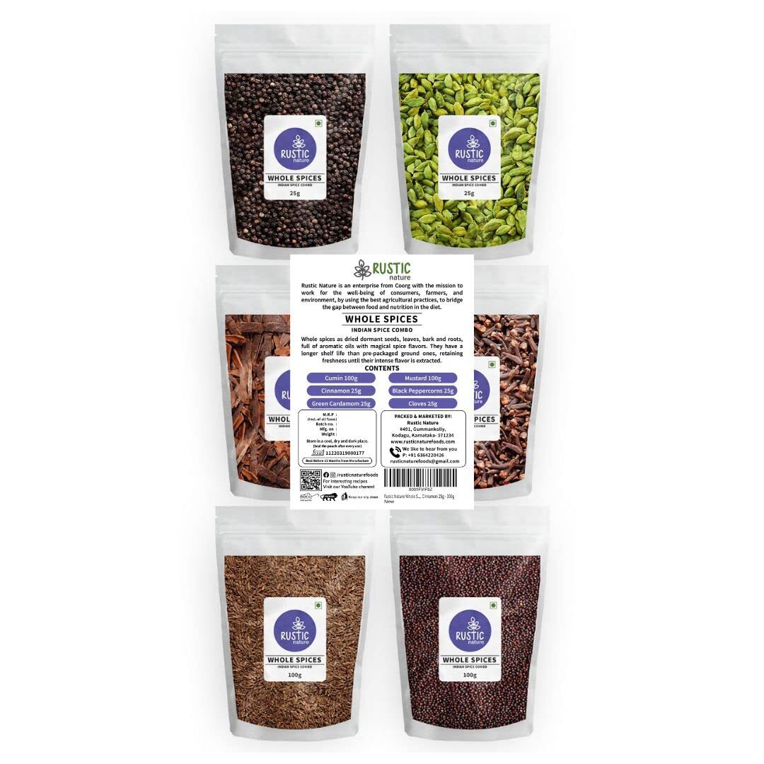 Whole Indian Garam Masala Combo Pack of 6 Spices 300 gm free shipping