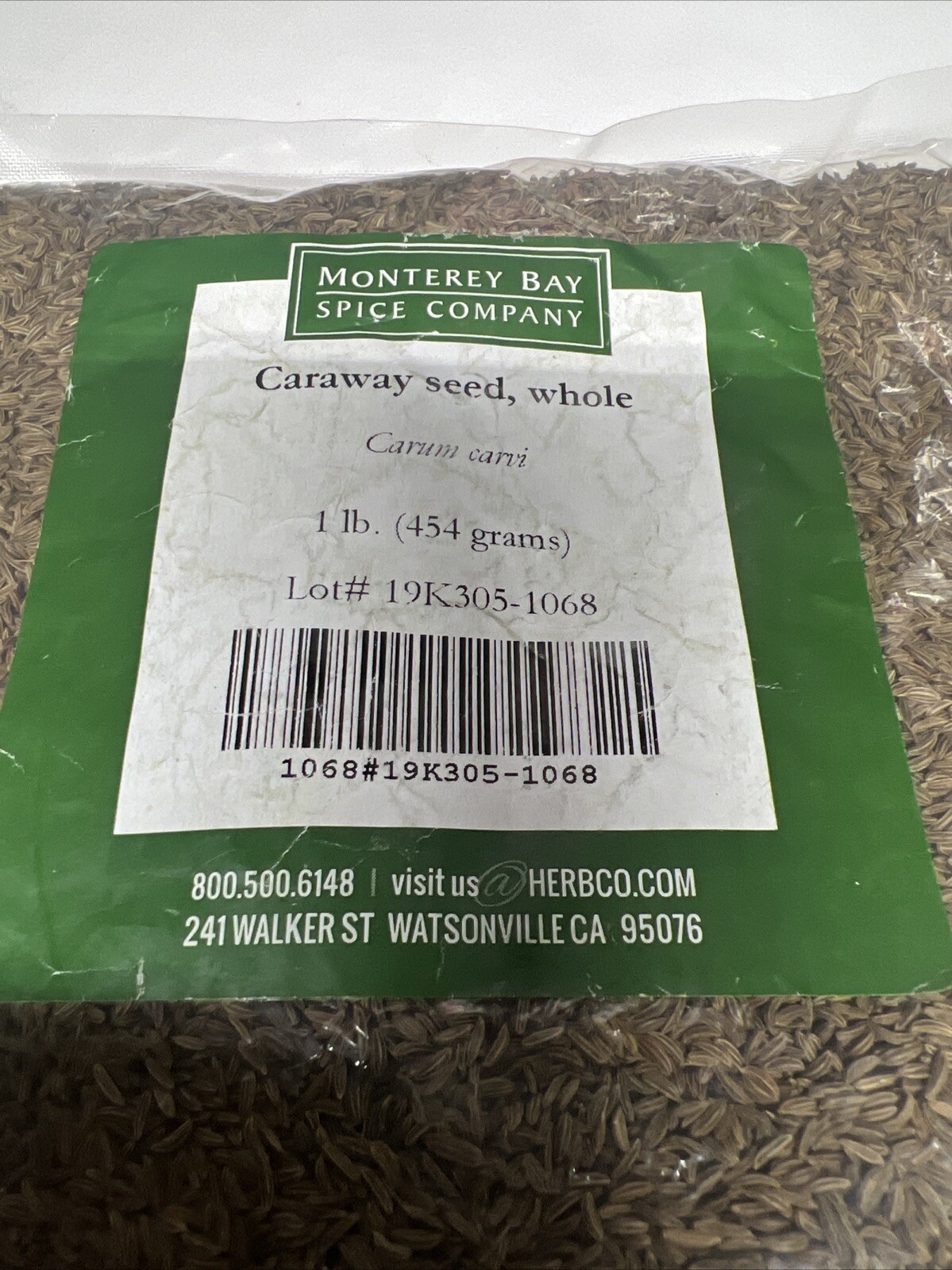 Caraway Seed Whole 1 Lb (454 Grams) Monterey Bay Spice Company New Unopened Bag