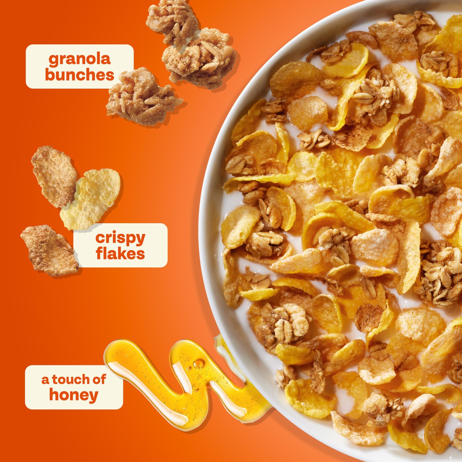 Honey Roasted Breakfast Cereal Cup with Oats and Granola Clusters, Easy On-Th…