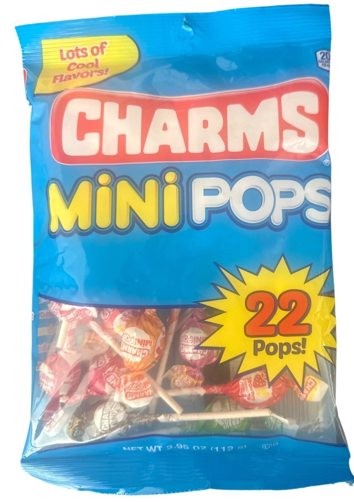 22 pc Charms Mini Pops Assorted Flavors 3.96 Oz Classic+Tropical+Dessert Flavors