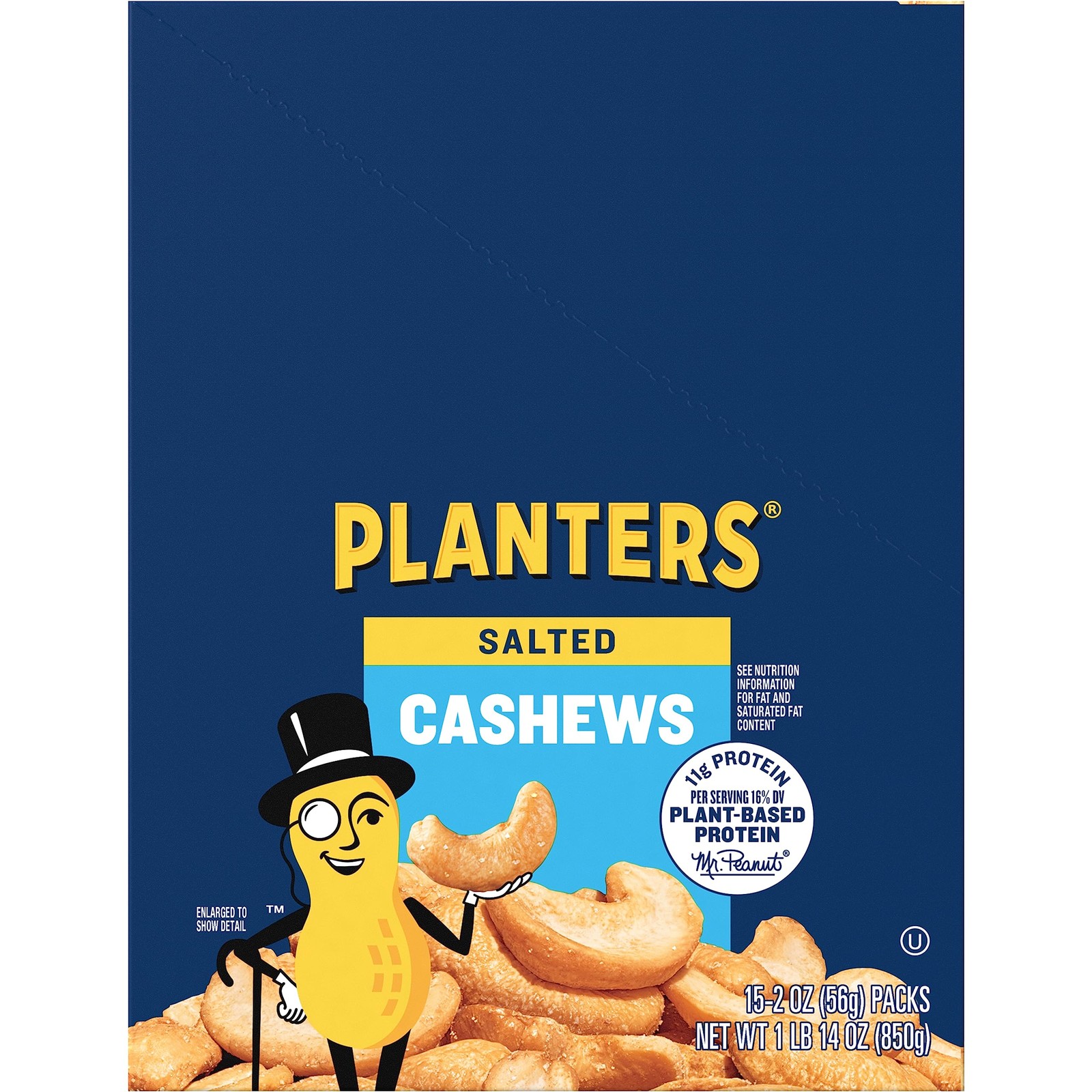 PLANTERS Salted Cashews, Roasted 2 Ounce (Pack of 15), No Color