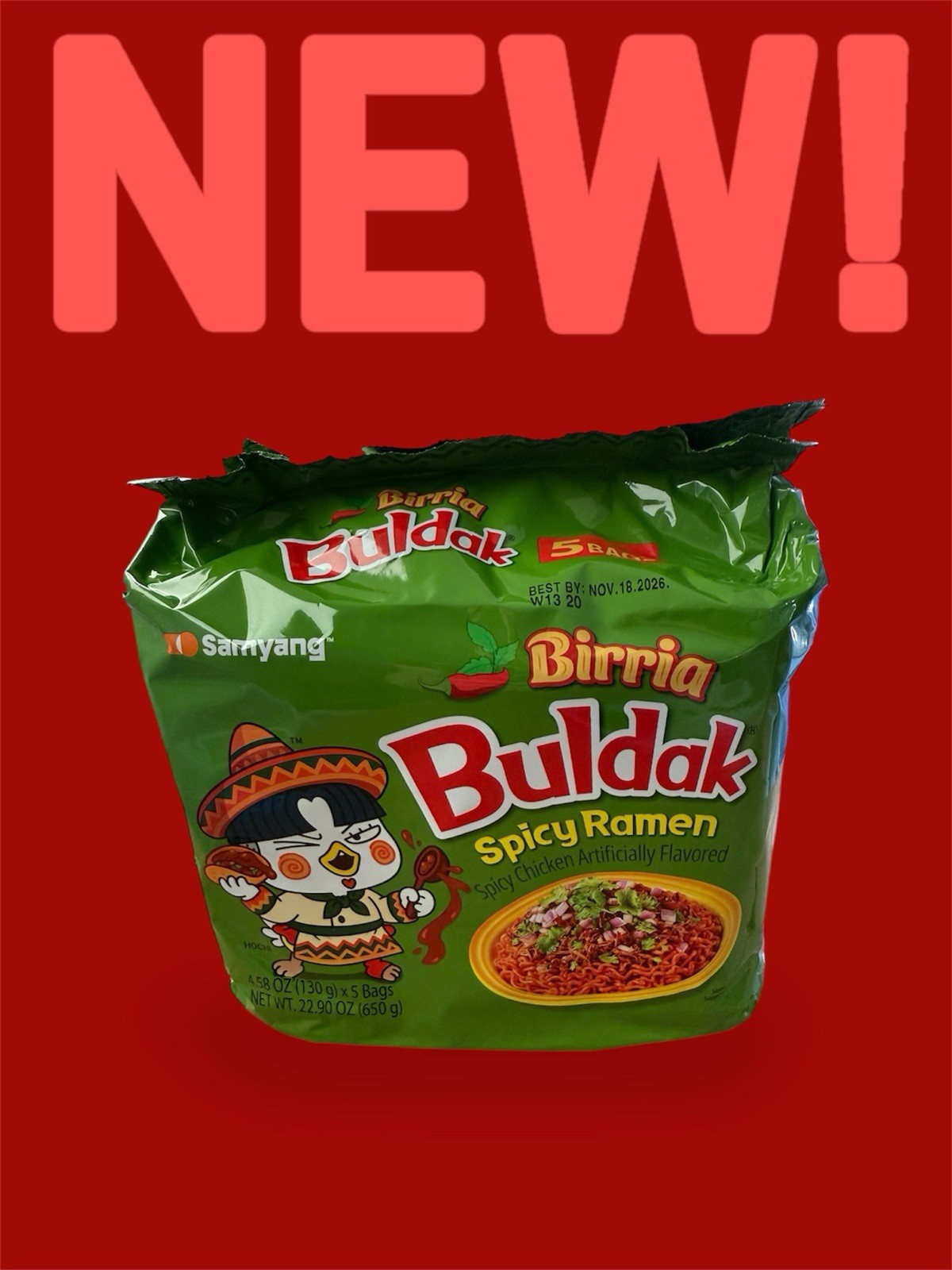 RARE*LIMITED*Samyang Buldak Spicy Ramen Birria Spicy Chicken Flavor [Pack of 5]