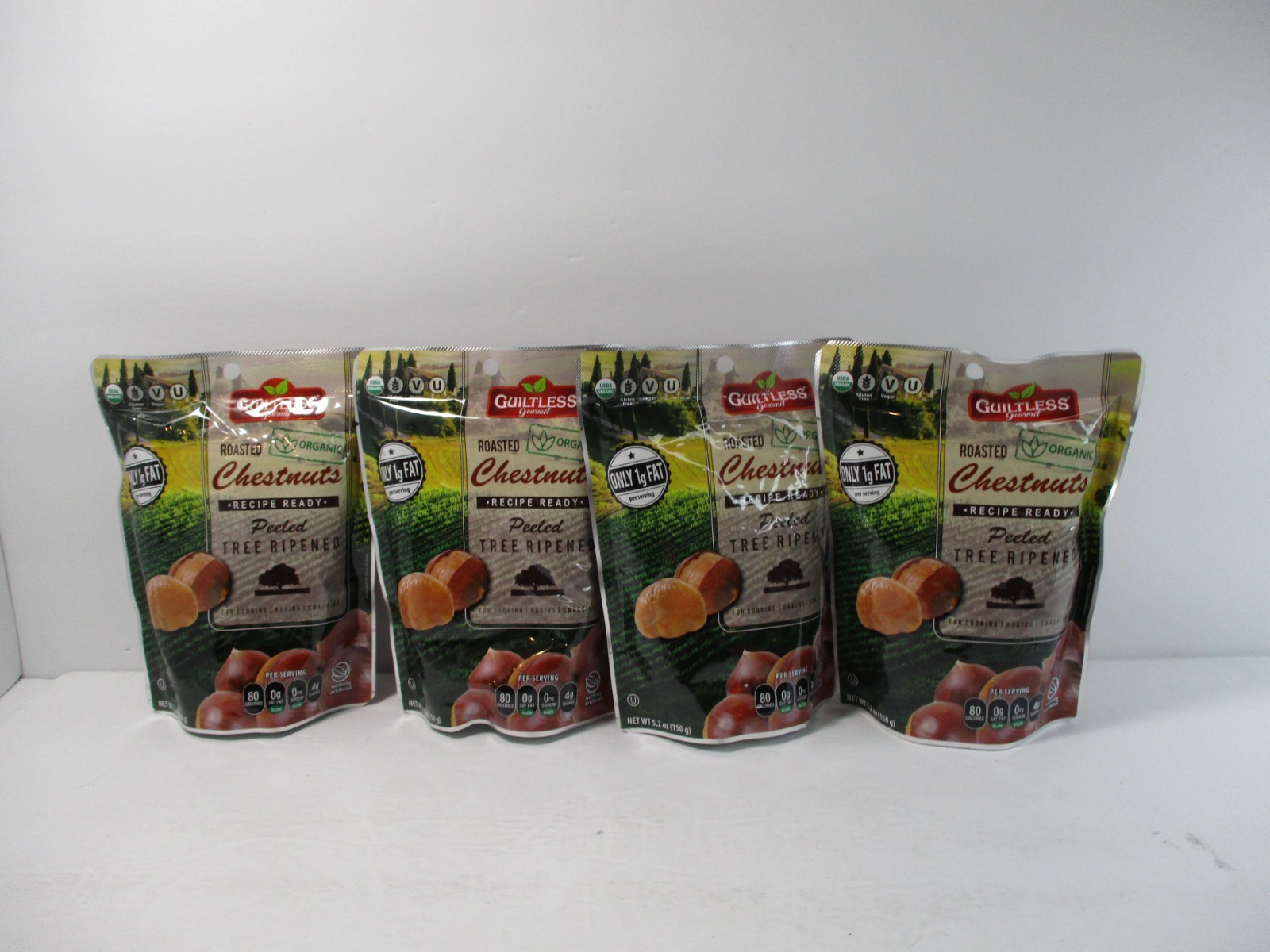 Guiltless Roasted Organic Chestnuts 4pk x 5.2oz -20.8oz 600g Peeled Tree Ripened