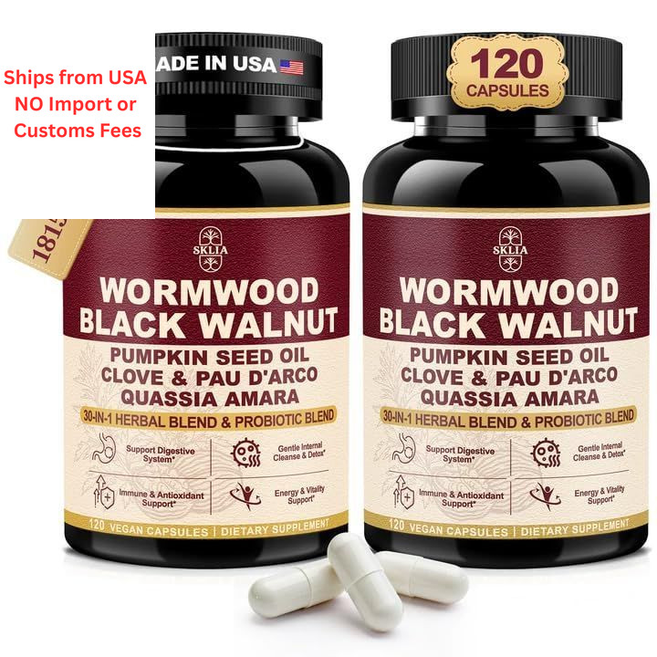 30-in-1 Liposomal Wormwood Black Walnut Clove Cleanse 120 Count (Pack of 2)