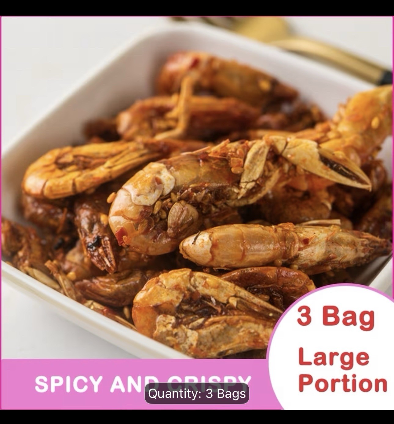 3 Packs Spicy Crispy Snack Whole Shell On Seafood Roasted Shrimp Ready To Eat