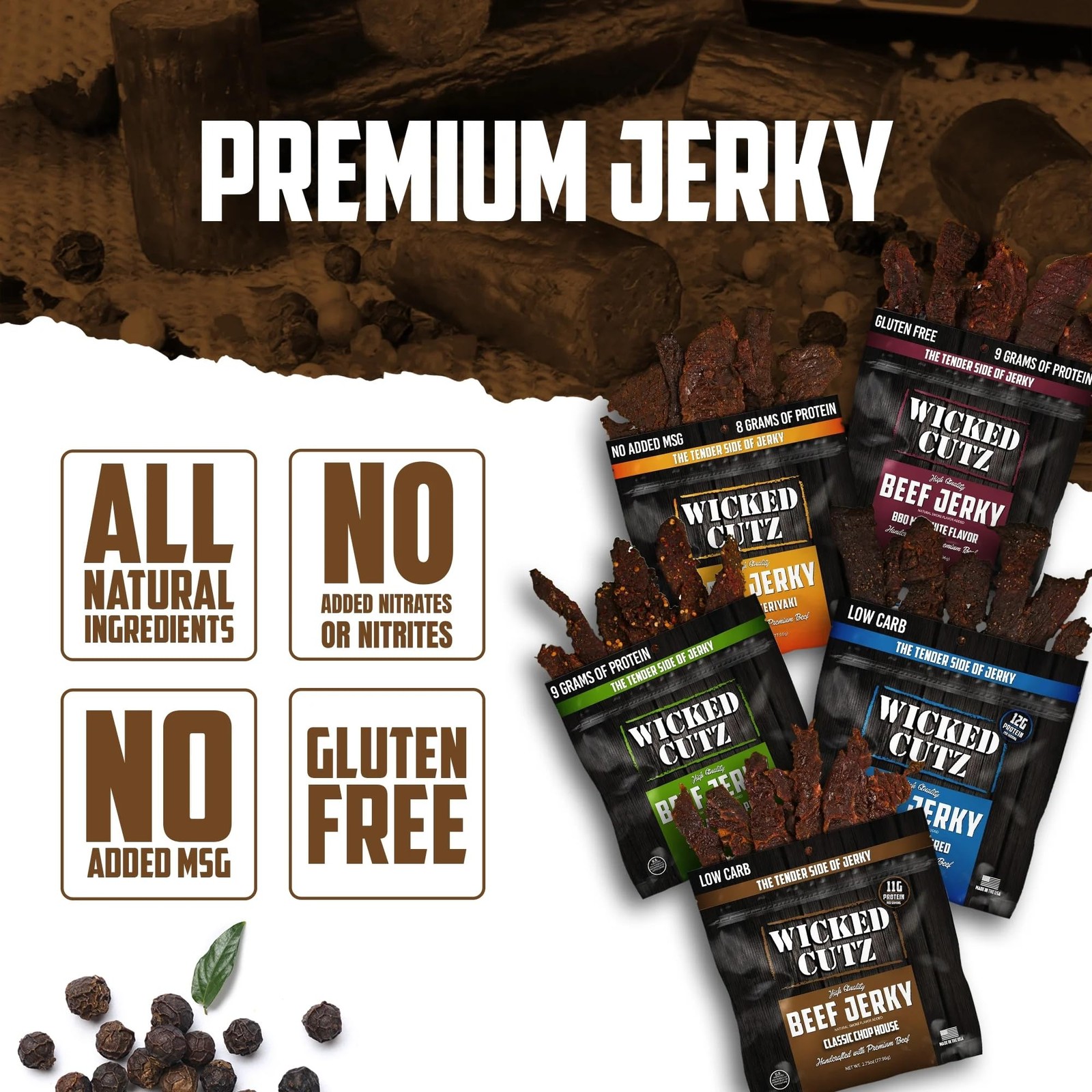 Beef Jerky Variety Pack, 5 Flavors Up to 36g Protein Per Bag, Tender Easy t…