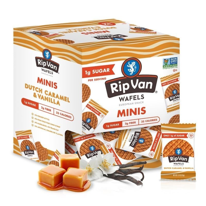 «Rip Van Wafels Dutch Caramel Mini Stroopwafels Low Carb Snacks Non GMO Snack ..
