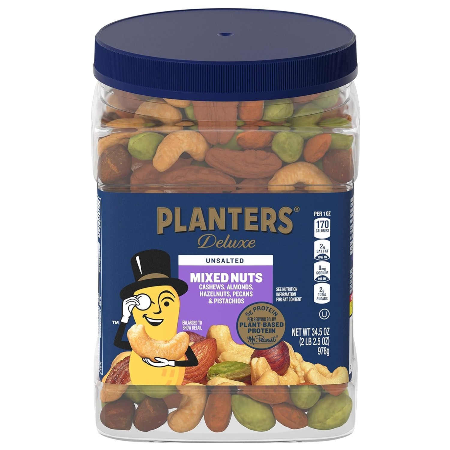 Unsalted Mixed Nuts 34.5 oz Resealable Jar
