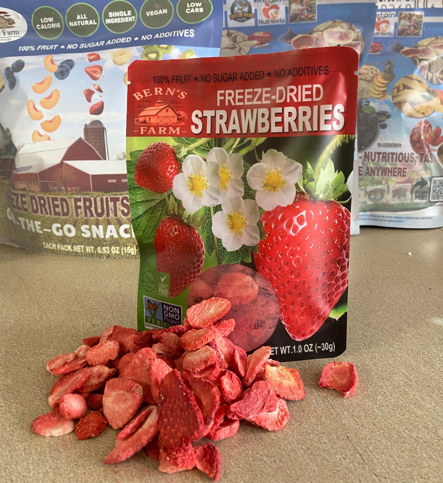 Freeze Dried Fruit Bites No Sugar Added, On-the-Go Snacks for Kids & Adults 1 OZ