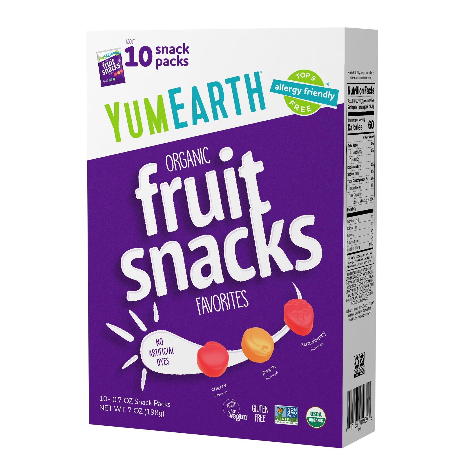 YumEarth Organic Fruit Snacks Box, 0.7 Ounce (Pack of 10), Red