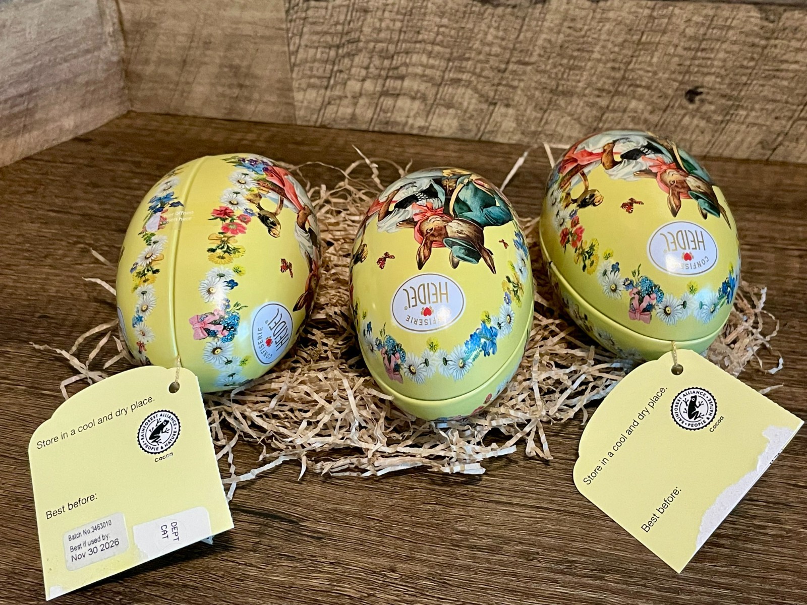 Heidel Unopened Easter Tin Filled with Chocolates Lot of 3 Exp. 11/2026