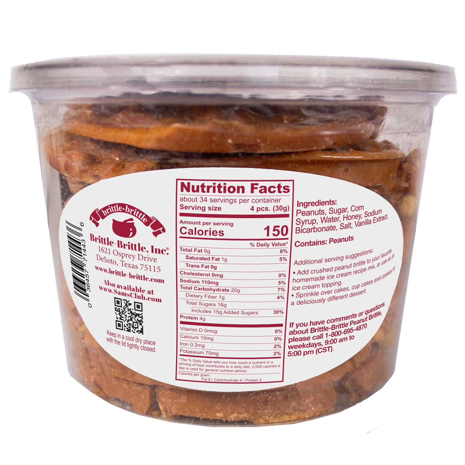 Brittle-Brittle Peanut Brittle 36 oz. each Pack of 2 Old Fashioned Hand Dipped