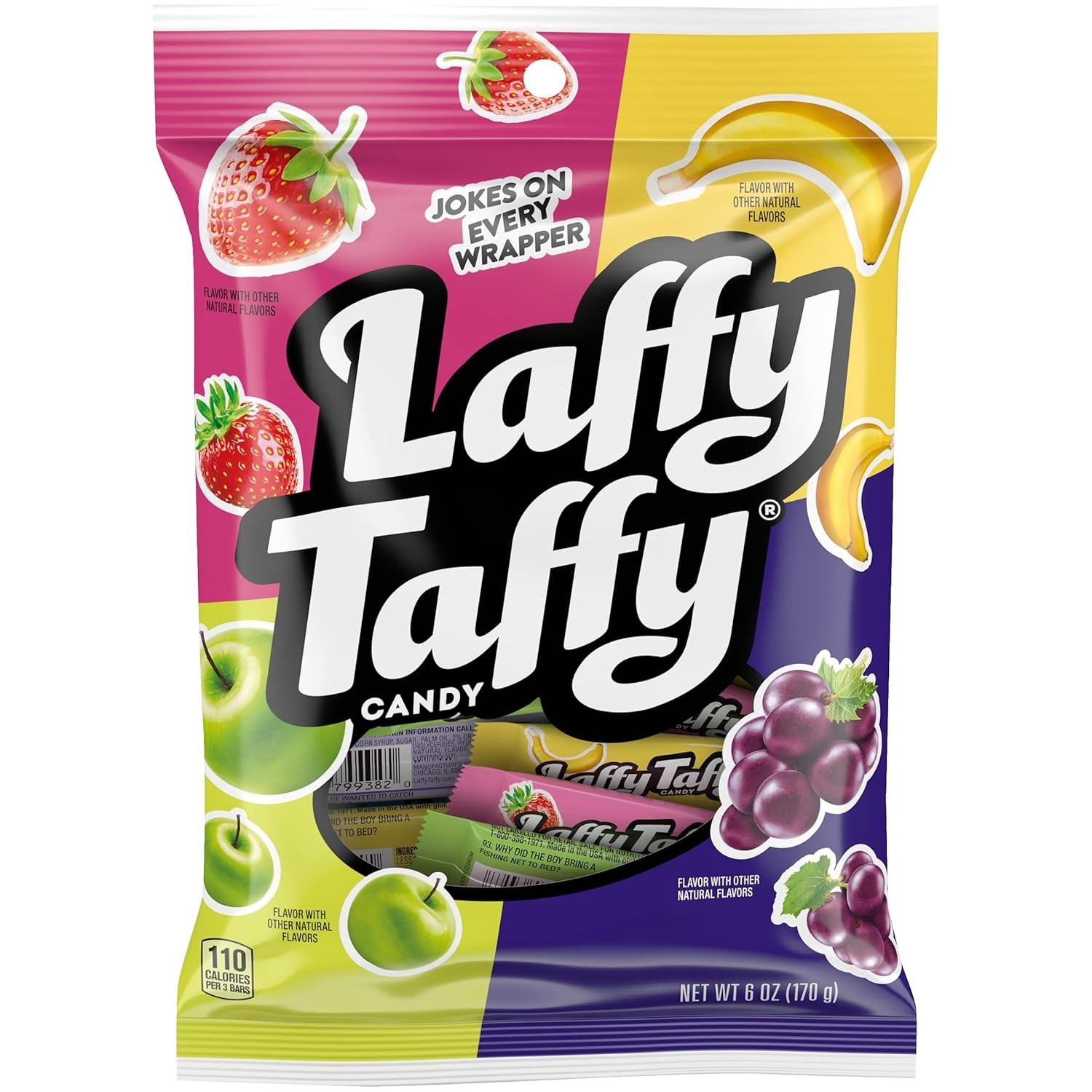 Laffy Taffy Candy, Assorted Fruit Flavors, Individually Wrapped Mini Bars, 6oz