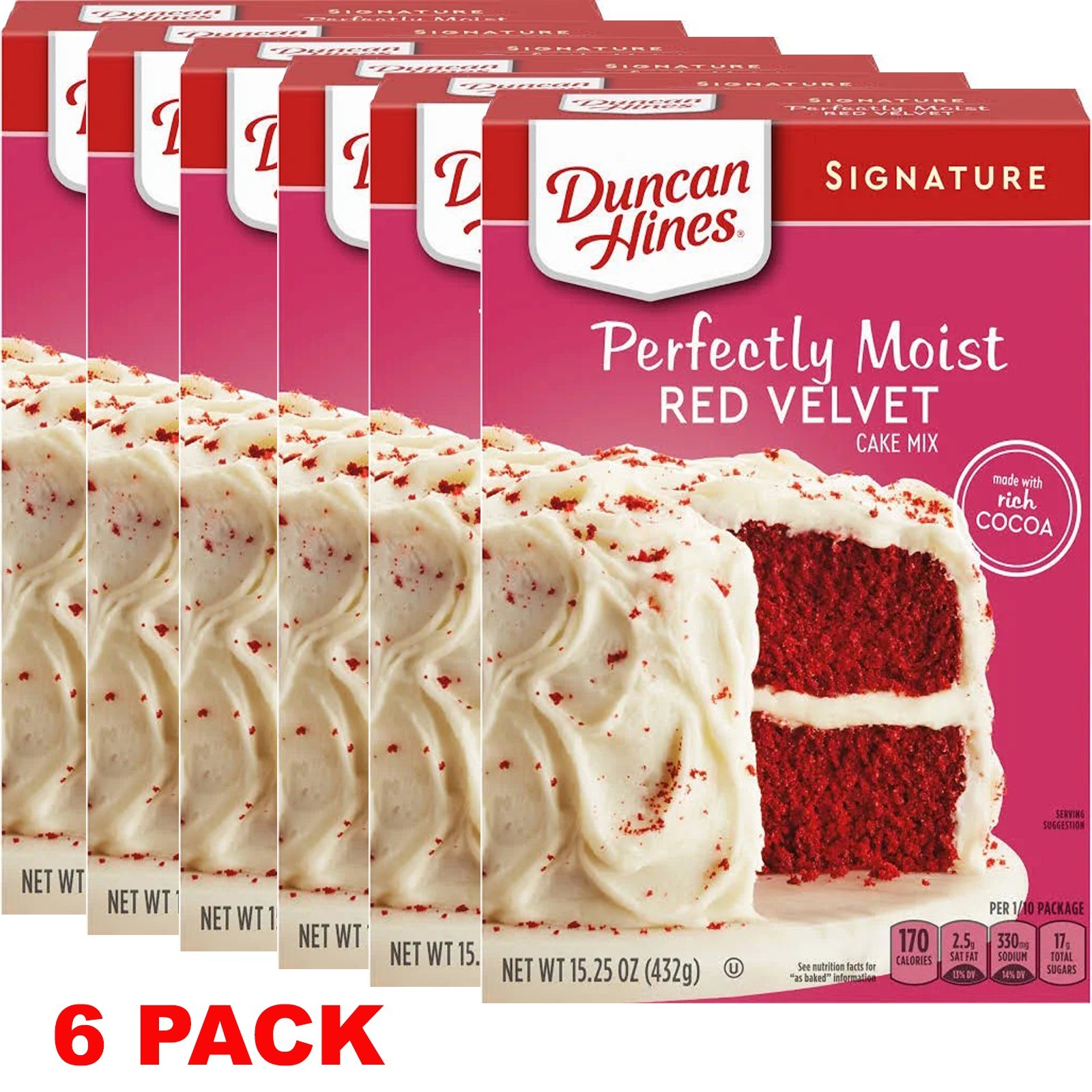 DUNCAN HINES Perfectly Moist RED VELVET Cake Mix 15.25 oz Box – 6 PACK