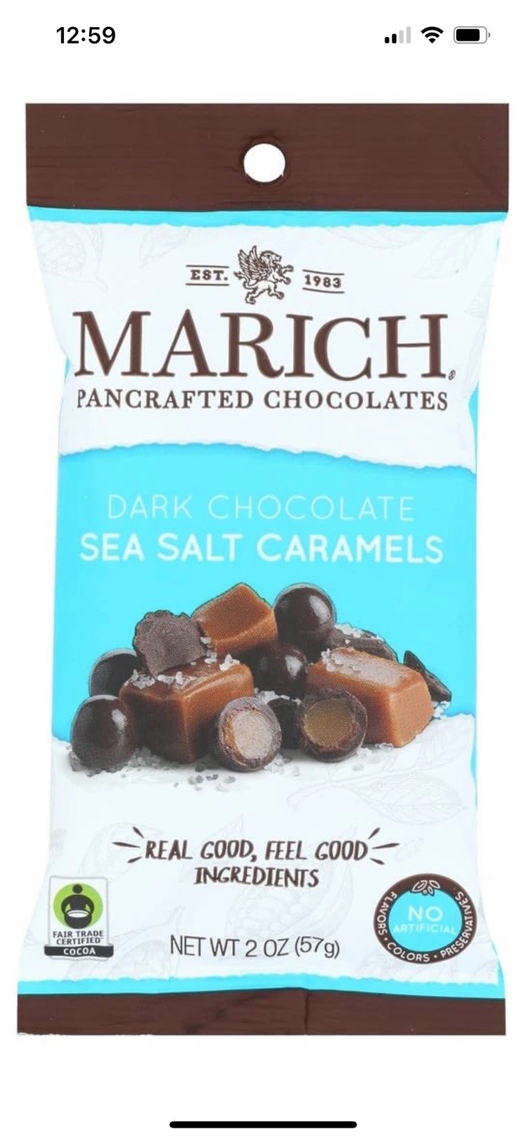 Marich Sea Salt Caramels Dark Chocolate 2.1Oz Pack Of 12 Fair Trade Candy