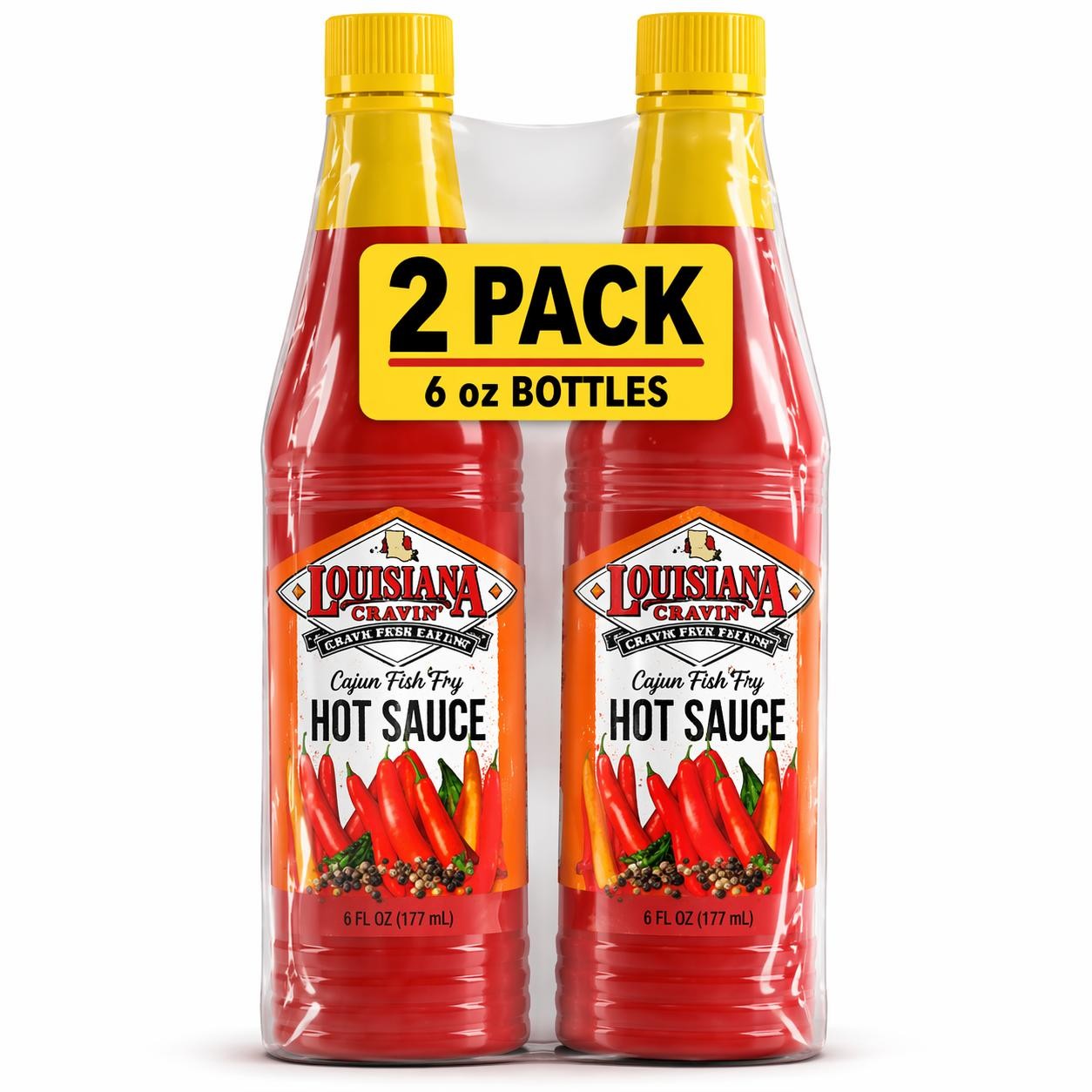 Louisiana Cravin’ Cajun Fish Fry Hot Sauce 6 oz (Pack of 2) – Bold Cajun Flavor
