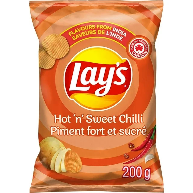 Lay’s Hot ‘n’ Sweet Chilli Ridged Potato Chips, 200g (pack 2) – FREE SHIPPING