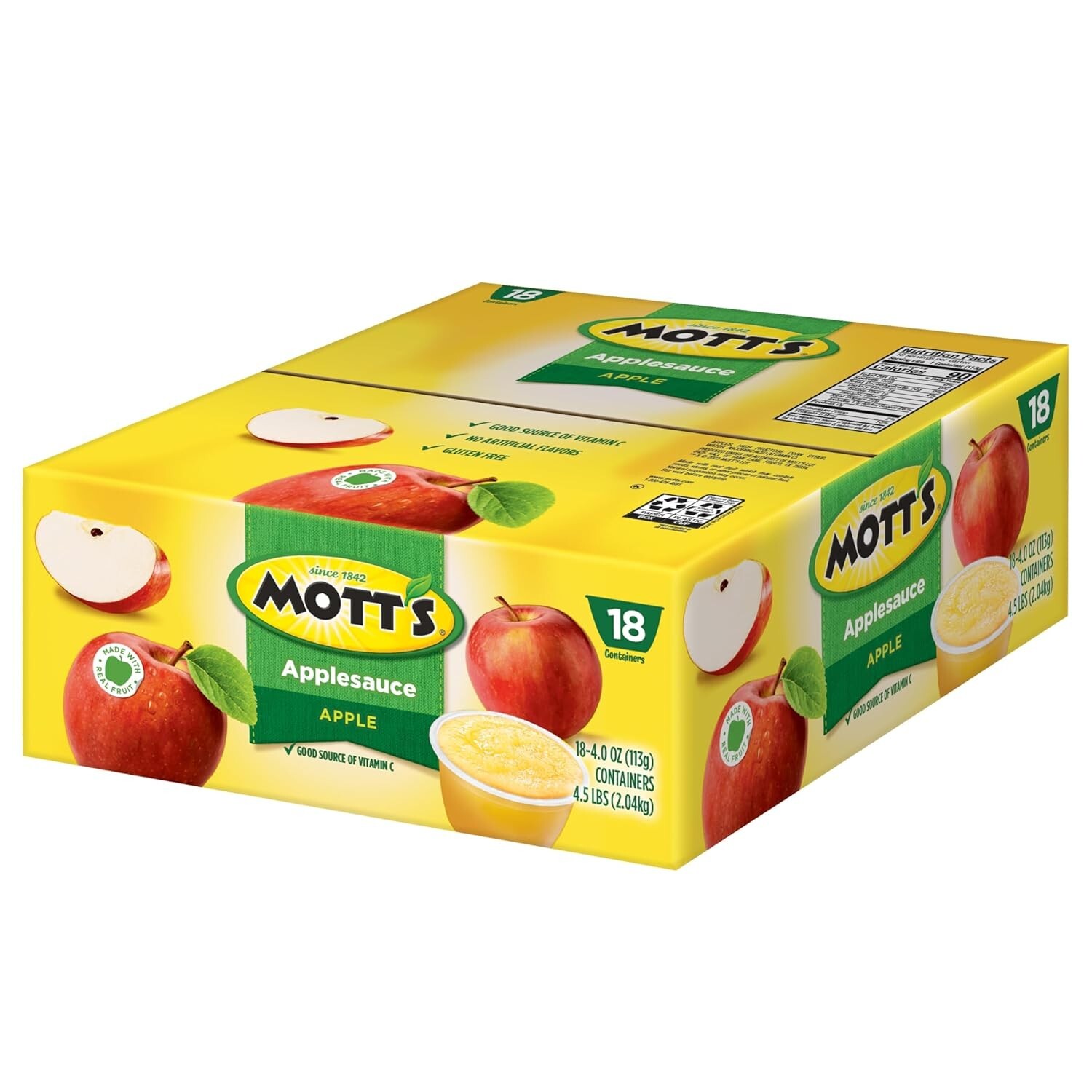 Mott’s Applesauce 4 Oz Cups 18 Count No Artificial Flavors Good Source Vitamin C