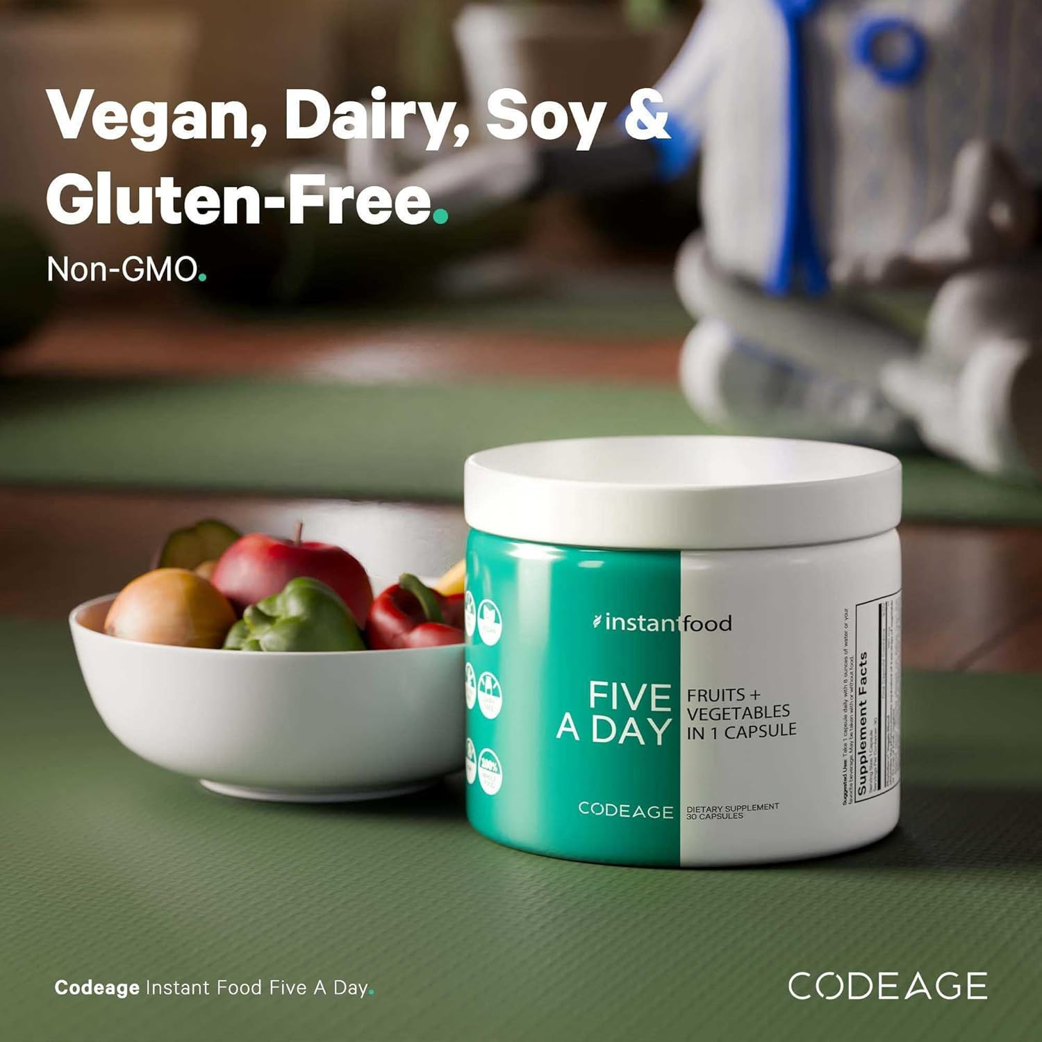 Codeage Instantfood Five a Day – Fruits & Vegetables Capsule Supplement – Whole