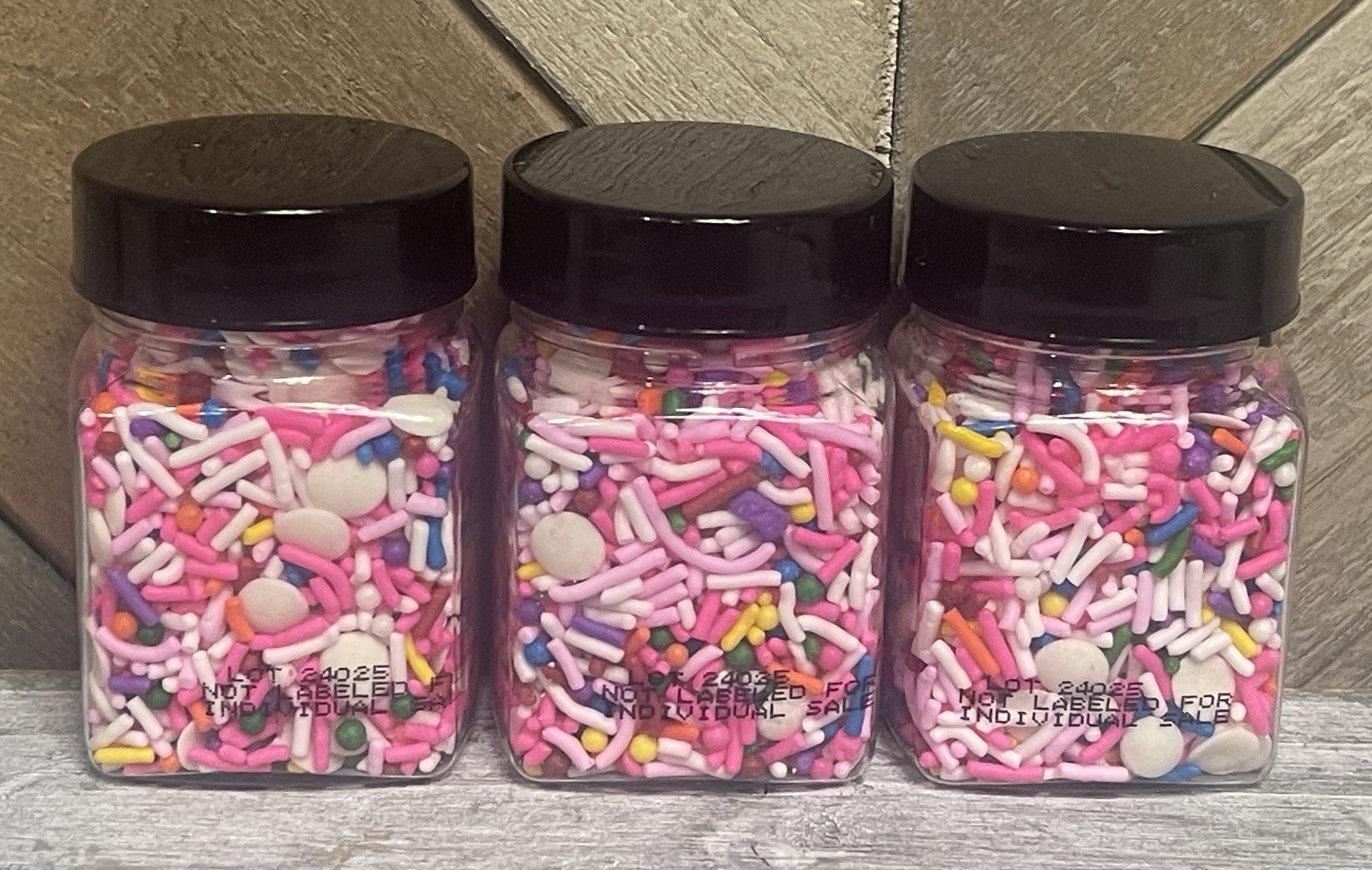 Fancy Sprinkles Party Pink Piñata Rainbow – Set Lot Of 3 Bottles – 1.9 Oz Each