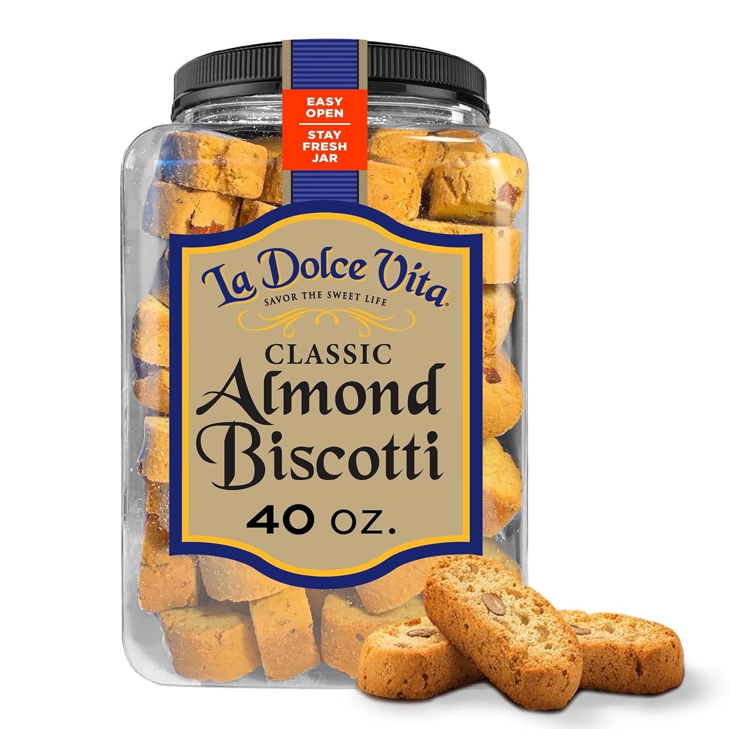 Classic Italian Biscotti Cookies with Whole Almonds