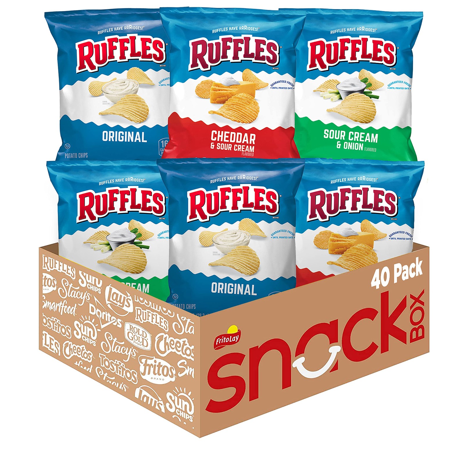 Ruffles Potato Chips Variety Pack, 40 Count 40 Ounce (Pack of 1)