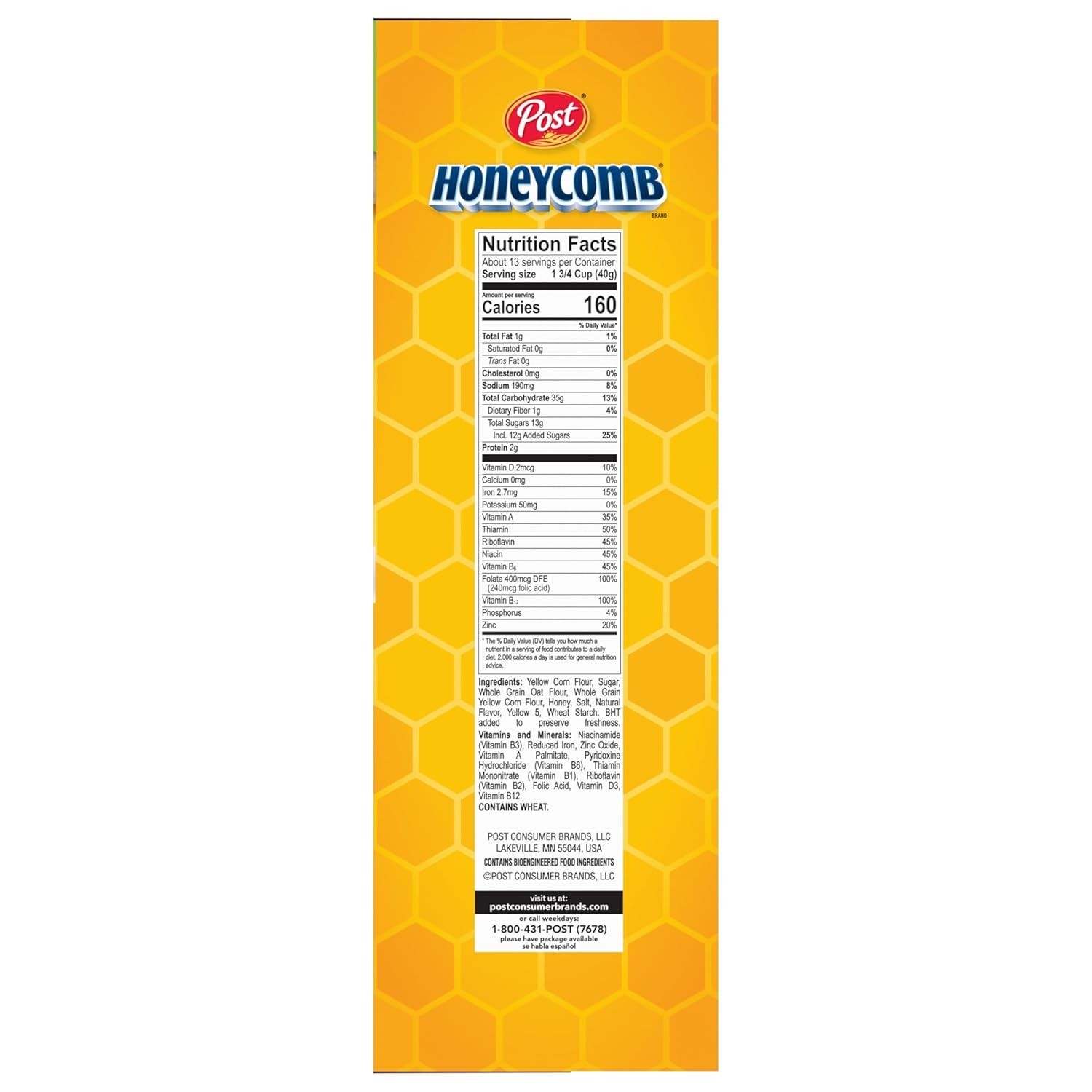 Honeycomb Cereal 19oz Pack of 2 Honey Flavored Corn & Oat Breakfast