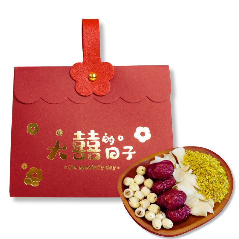 Wedding Gift Bag, Red dates, lotus seeds, lily, osmanthus 1 pack 九龍堂 婚礼伴手礼 喜袋