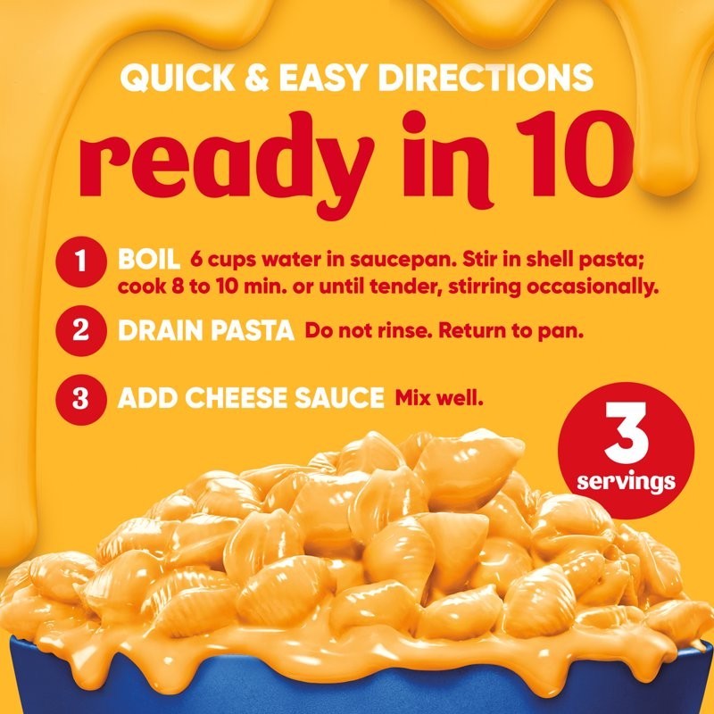 Velveeta Shells and Cheese Original Mac N Cheese Dinner, 3 ct Pack, 12 oz Boxes,