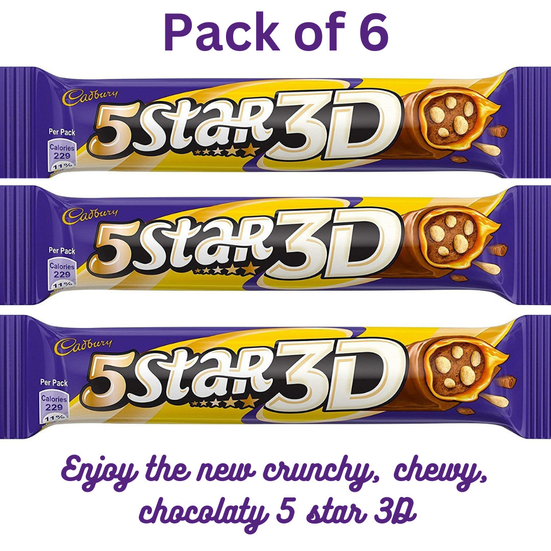 Cadbury 5 Star 3D Chocolate Bar, 42gm Pack of 6 FREE SHIPPING