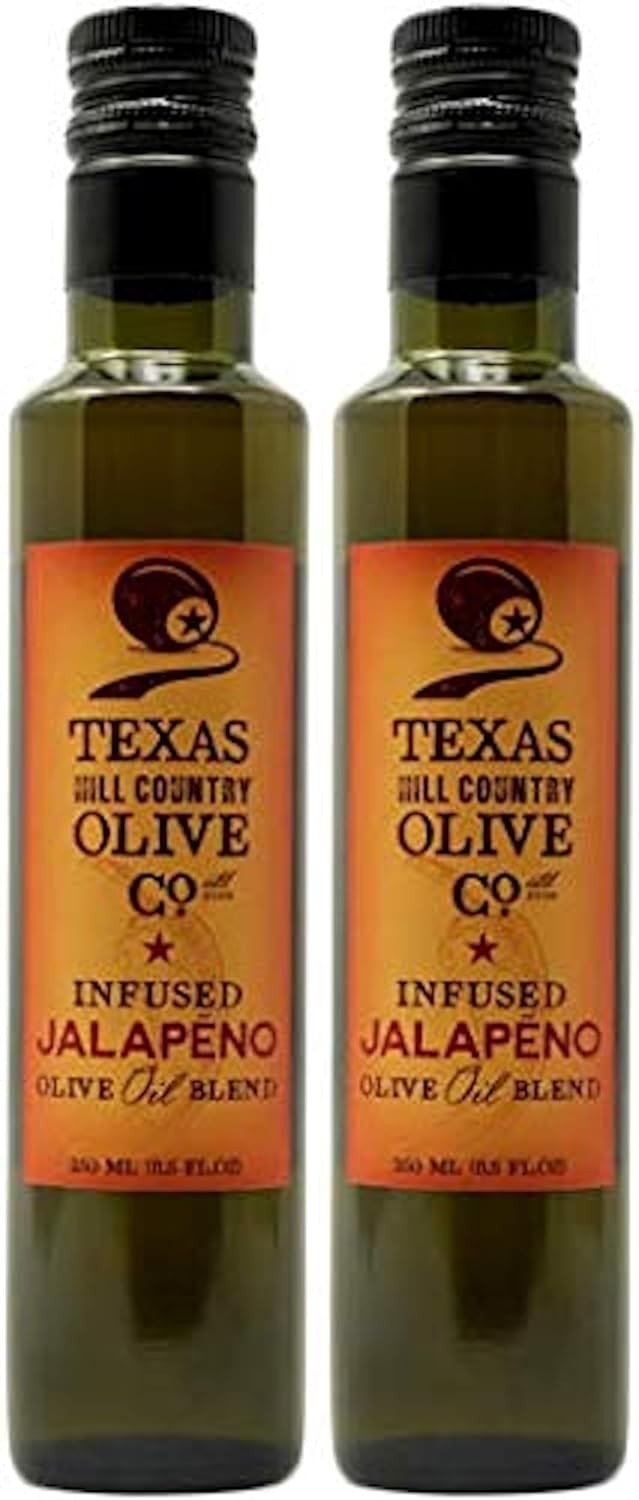 Texas Hill Country Jalapeno Olive Oil 8.5oz Cold Pressed EVOO 2 Pack Gourmet