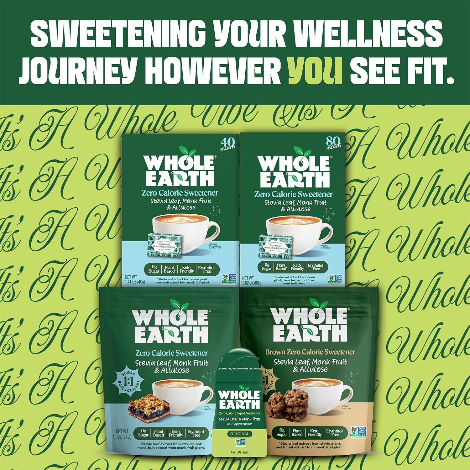 Zero Calorie Sweetener Packets – Stevia, Monk Fruit & Allulose, 400 Count, Keto-