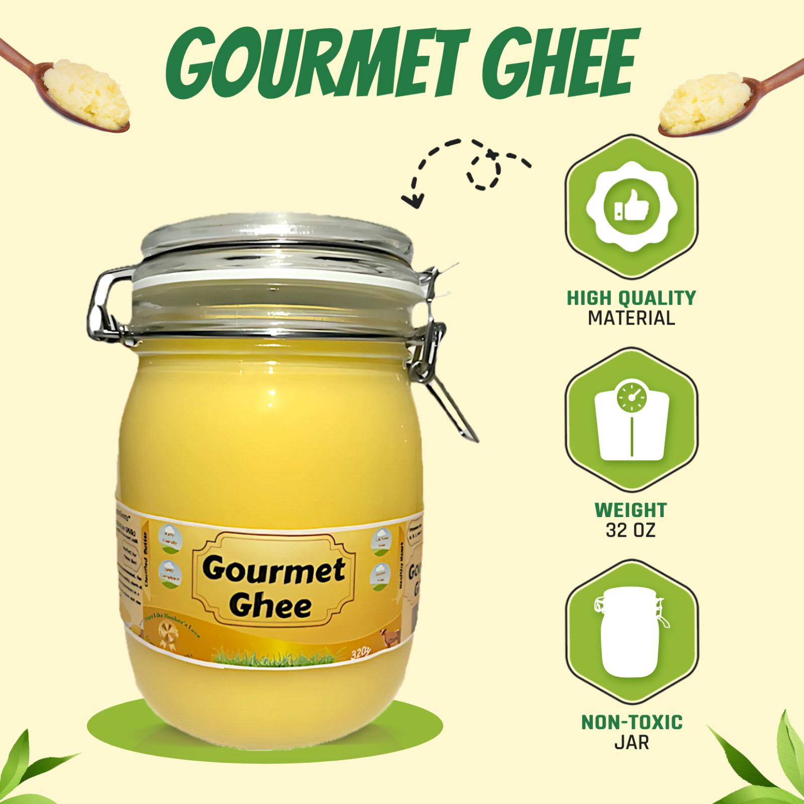 Premium Gourmet Clarified Butter-Organic GrassFed Versatile Healthy Cooking Ghee