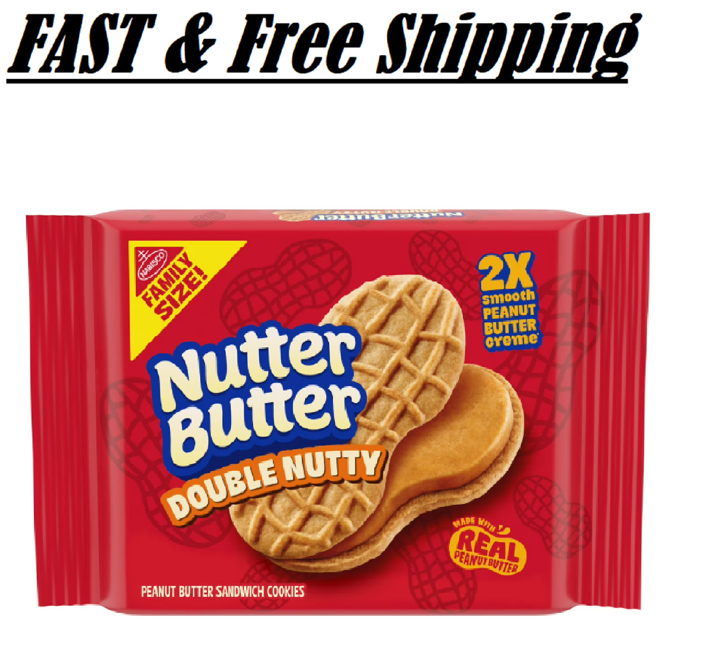 Nutter Butter double nutty peanut Butter Sandwich Cookies Family Size 15.27oz