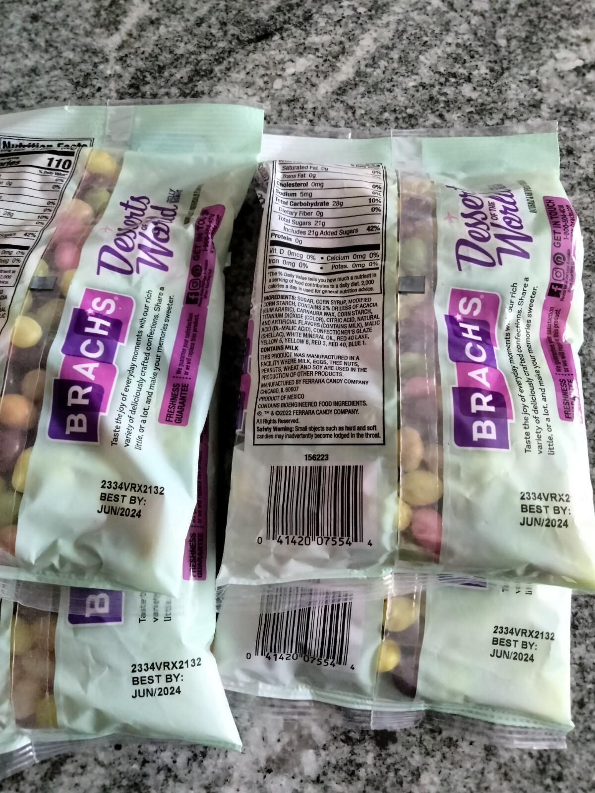 4 x Brach’s Desserts of the World Jelly Beans 10 oz Bags 06/2024 Candy Treats