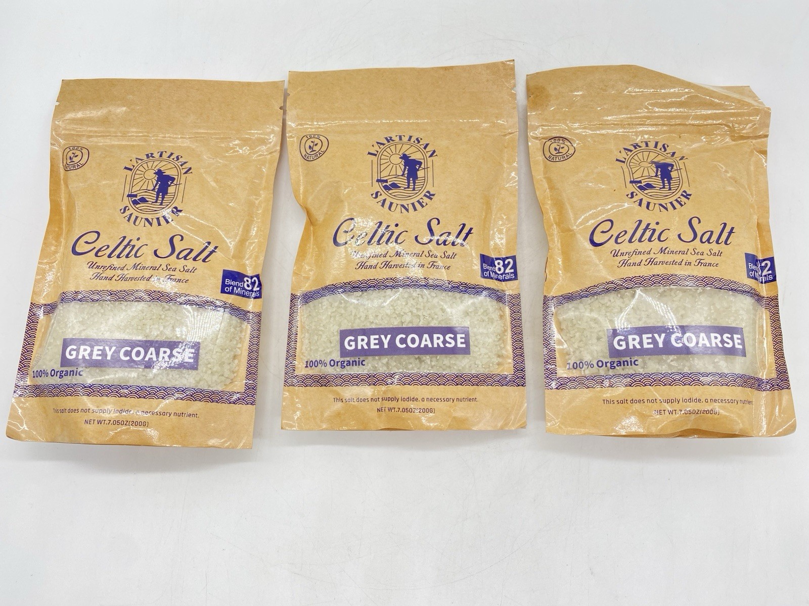 L’Artisan Saunier French Celtic Salt – Coarse, Organic, 3 Pack – 7.05 oz. Each