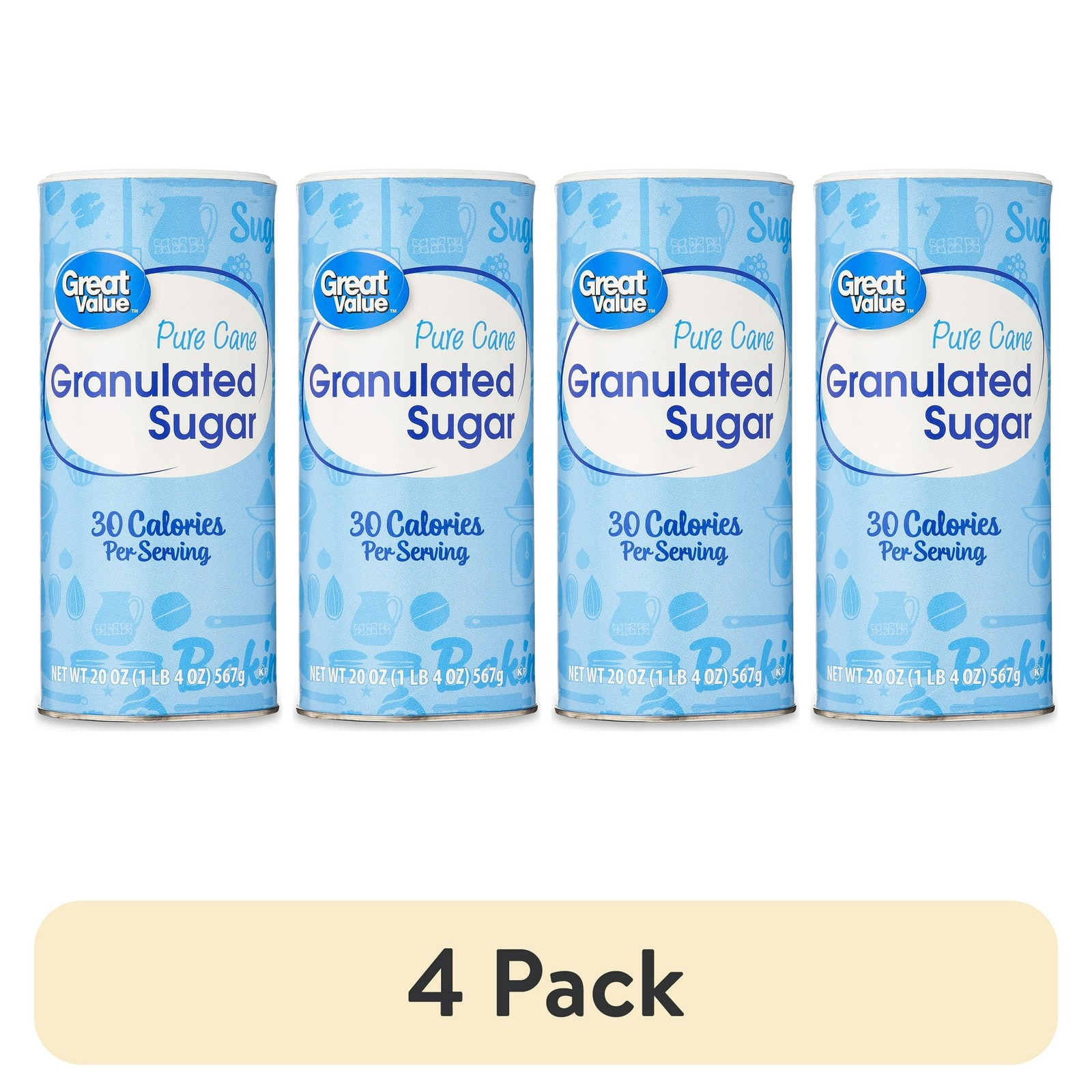 4 Pack Granulated White Sugar Canisters, 20 oz Each,Free Shipping in 2 days….