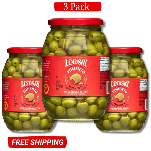 New Lindsay Pimiento Stuffed Manzanilla Olives ( 21 oz. 3 Pack)