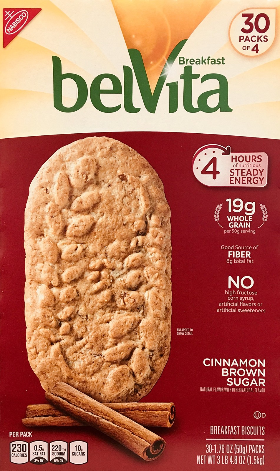 Belvita Cinnamon Brown Sugar Breakfast Biscuits 1.76oz 30-Pack
