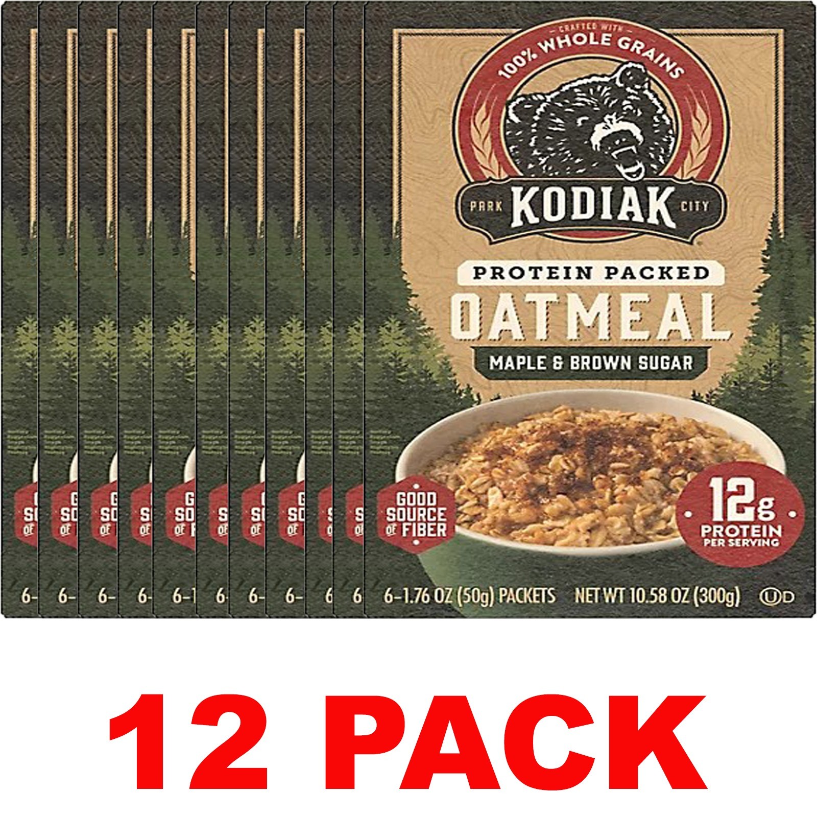 KODIAK Maple & Brown Sugar Protein Oatmeal 6 Packets in 1 Box 10.58 oz – 12 PACK