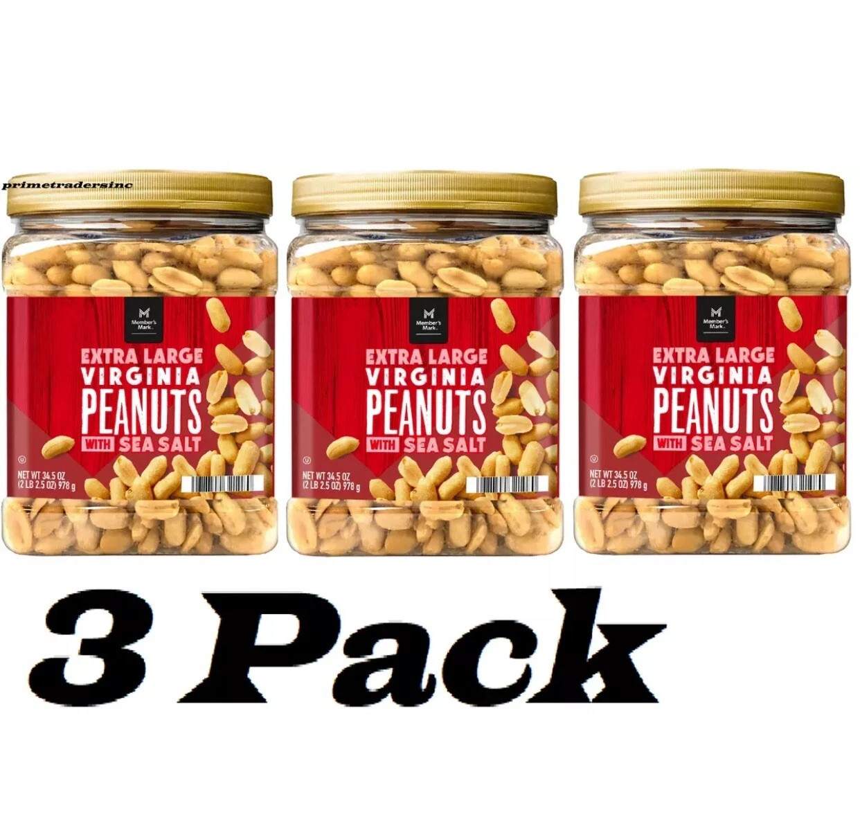 **3 Packs** Member’s Mark Extra Large Virginia Peanuts 34.5 OZ Each Pack