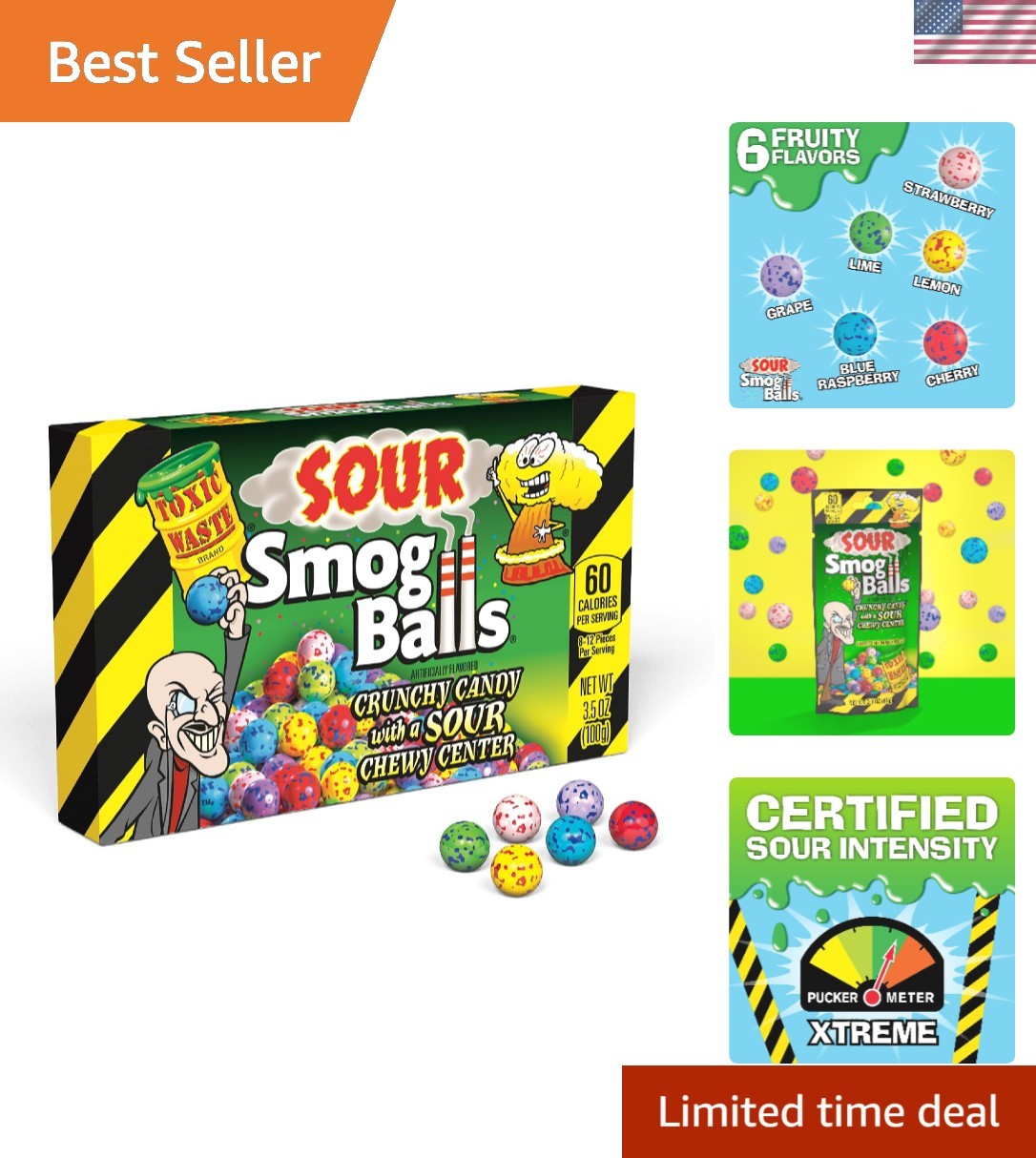 Experience Extreme Sour with Sour Smog Balls – Assorted 3.5oz Theatre Box
