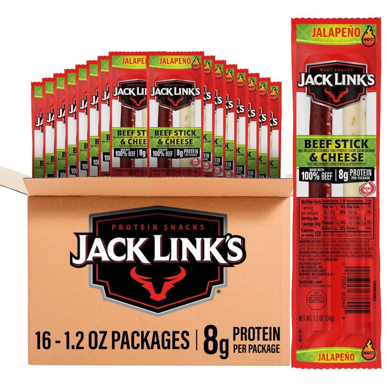Jack Link’s Jalapeno Beef & Cheese Sticks Combo 16 Pack