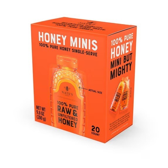 Nature Nate’s Honey Minis: 100% Pure Raw and Unfiltered Honey – 20 Single Serve